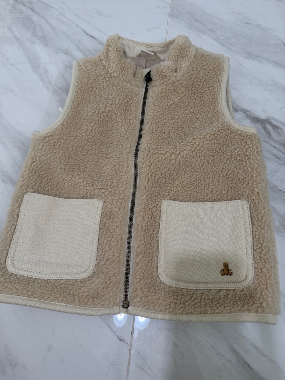 GAP Cream Sherpa Vest with Front Pockets